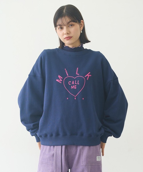 MILKFED.(ミルクフェド)の「CALL ME SWEAT TOP(スウェット・レディース・ライトピンク/ブラック/ネイビー・L/M)」の1枚目の写真