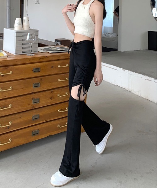 kirakiraShop(キラキラショップ)の「サイド スリット ブーツカット レギンス(その他パンツ・レディース・グレー/ブラック/モカ・S/M)」の4枚目の写真