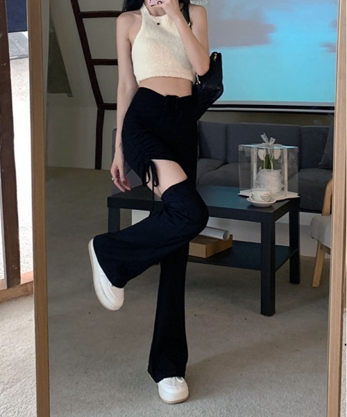 kirakiraShop(キラキラショップ)の「サイド スリット ブーツカット レギンス(その他パンツ・レディース・グレー/ブラック/モカ・S/M)」の5枚目の写真