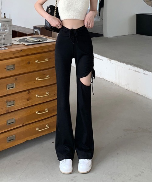 kirakiraShop(キラキラショップ)の「サイド スリット ブーツカット レギンス(その他パンツ・レディース・グレー/ブラック/モカ・S/M)」の8枚目の写真