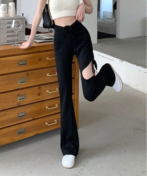 kirakiraShop(キラキラショップ)の「サイド スリット ブーツカット レギンス(その他パンツ・レディース・グレー/ブラック/モカ・S/M)」の9枚目の写真
