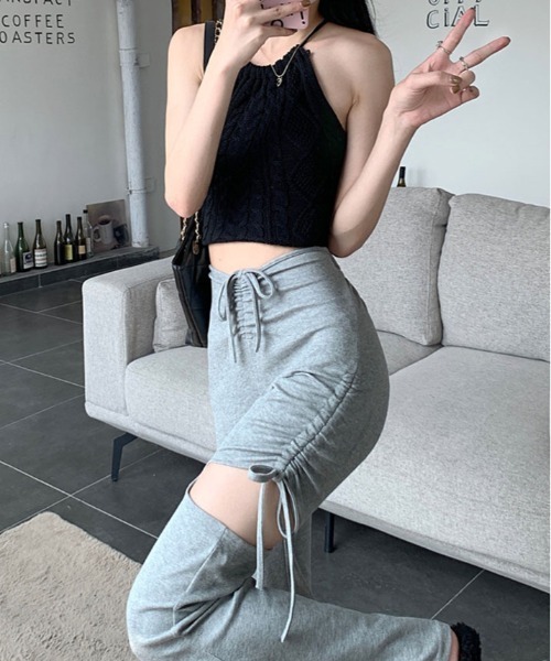 kirakiraShop(キラキラショップ)の「サイド スリット ブーツカット レギンス(その他パンツ・レディース・グレー/ブラック/モカ・S/M)」の19枚目の写真