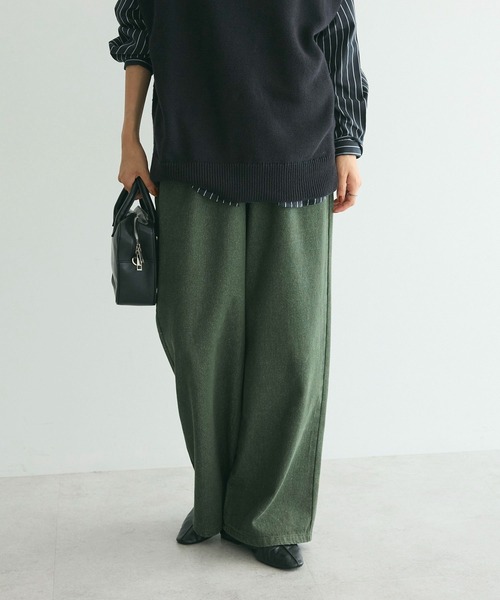CRAFT STANDARD BOUTIQUE(クラフトスタンダードブティック)の「ホックワイドパンツ(チノパンツ・レディース・ブラック/カーキ/ピンク/ブラウン/パープル・M/L)」の3枚目の写真
