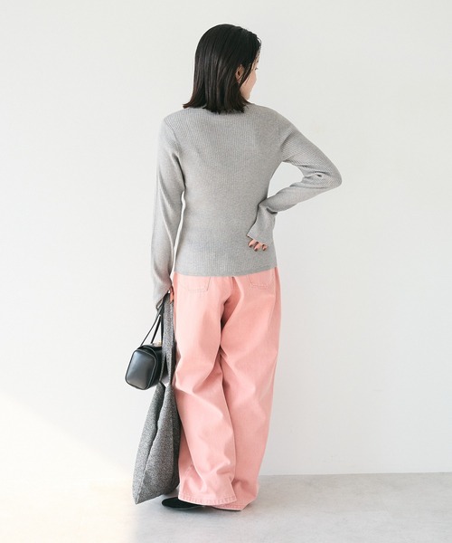 CRAFT STANDARD BOUTIQUE(クラフトスタンダードブティック)の「ホックワイドパンツ(チノパンツ・レディース・ブラック/カーキ/ピンク/ブラウン/パープル・M/L)」の11枚目の写真