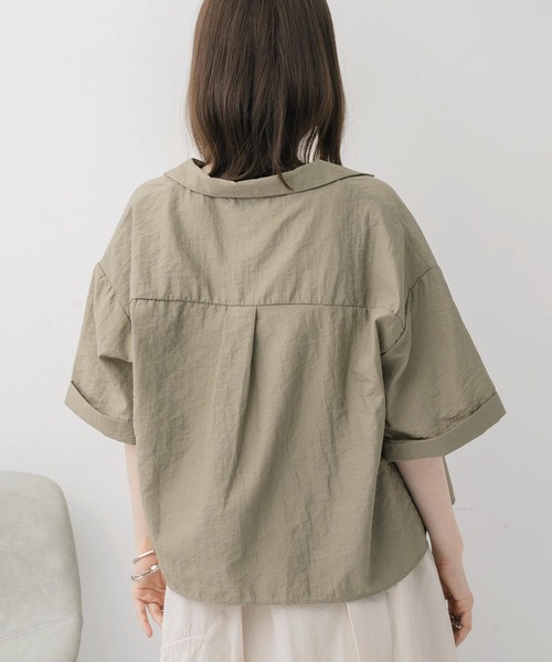 RETRO GIRL（レトロガール）の「開襟ショートSH（シャツ/ブラウス・レディース・ブラック/ブラウン/グリーン/ナチュラル・FREE）」の22枚目の写真