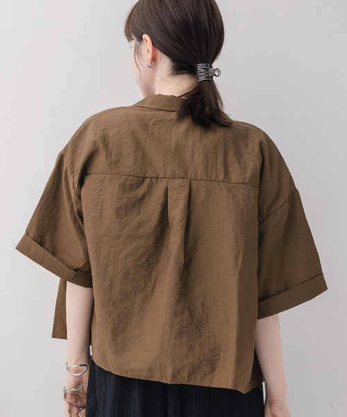 RETRO GIRL（レトロガール）の「開襟ショートSH（シャツ/ブラウス・レディース・ブラック/ブラウン/グリーン/ナチュラル・FREE）」の14枚目の写真