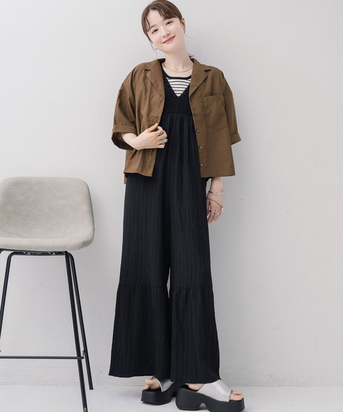 RETRO GIRL（レトロガール）の「開襟ショートSH（シャツ/ブラウス・レディース・ブラック/ブラウン/グリーン/ナチュラル・FREE）」の15枚目の写真