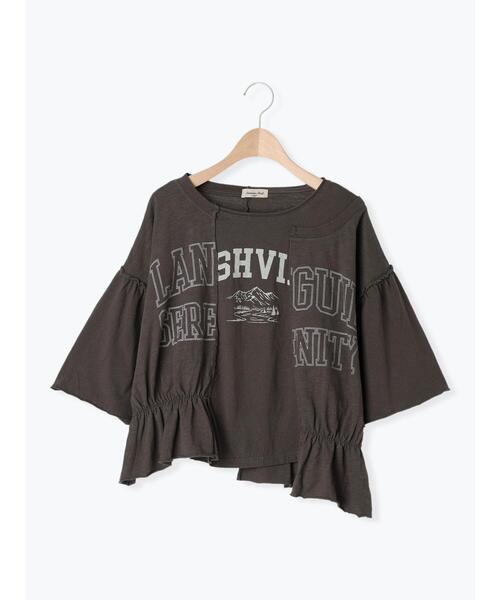 Samansa Mos2(サマンサ モスモス)の「切替ロゴTシャツ(Tシャツ/カットソー・レディース・イエロー/オフホワイト/チャコールグレー/パープル・F)」の16枚目の写真