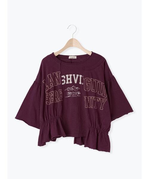 Samansa Mos2(サマンサ モスモス)の「切替ロゴTシャツ(Tシャツ/カットソー・レディース・イエロー/オフホワイト/チャコールグレー/パープル・F)」の6枚目の写真