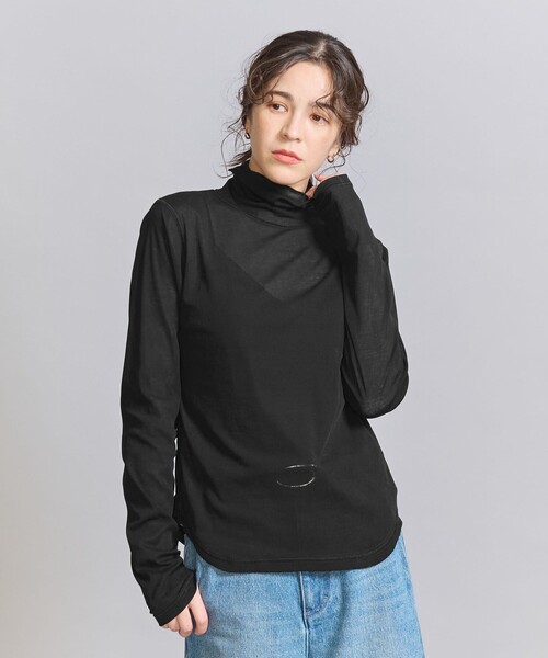 BEAUTY&YOUTH UNITED ARROWS（ビューティーアンドユースユナイテッドアローズ）の「コットンフライス シアー タートルネック カットソー（Tシャツ/カットソー・レディース・ベージュ/ブラック/ライラック/オフホワイト/ライトピンク・FREE）」の3枚目の写真