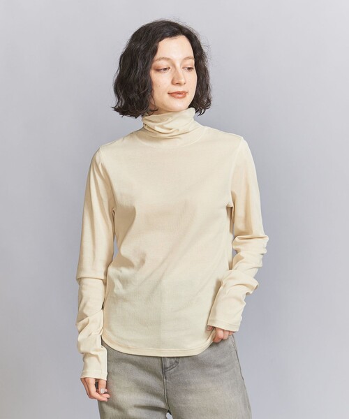 BEAUTY&YOUTH UNITED ARROWS（ビューティーアンドユースユナイテッドアローズ）の「コットンフライス シアー タートルネック カットソー（Tシャツ/カットソー・レディース・ベージュ/ブラック/ライラック/オフホワイト/ライトピンク・FREE）」の6枚目の写真