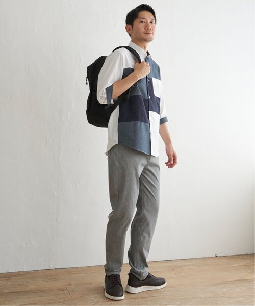 ikka(イッカ)の「7分袖ブロックス スエード調切り替えシャツ(シャツ/ブラウス・メンズ・ネイビー/ホワイト・L/M/S/XL)」の9枚目の写真