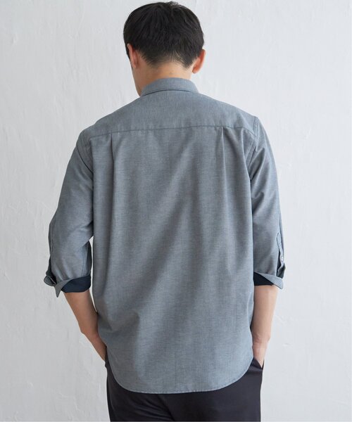 ikka(イッカ)の「7分袖ブロックス スエード調切り替えシャツ(シャツ/ブラウス・メンズ・ネイビー/ホワイト・L/M/S/XL)」の11枚目の写真