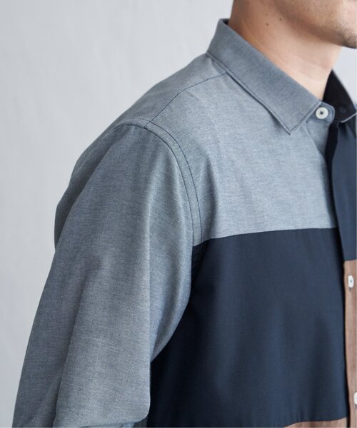 ikka(イッカ)の「7分袖ブロックス スエード調切り替えシャツ(シャツ/ブラウス・メンズ・ネイビー/ホワイト・L/M/S/XL)」の14枚目の写真