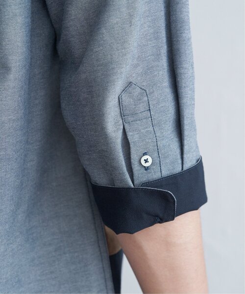 ikka(イッカ)の「7分袖ブロックス スエード調切り替えシャツ(シャツ/ブラウス・メンズ・ネイビー/ホワイト・L/M/S/XL)」の16枚目の写真