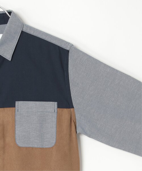 ikka(イッカ)の「7分袖ブロックス スエード調切り替えシャツ(シャツ/ブラウス・メンズ・ネイビー/ホワイト・L/M/S/XL)」の22枚目の写真