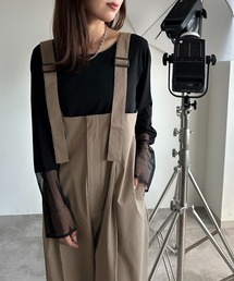 サスペンダー付きハイウエストサロペット【ZOZOTOWN限定アイテム】