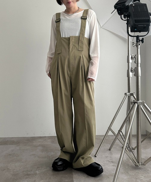 ミニタリー　パラシュートサロペット アメカジ　ゆったり　オシャレ　美品 セール】サスペンダー付きハイウエストサロペット【ZOZOTOWN限定