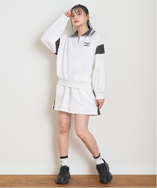 LOVETOXIC（ラブトキシック）の「【LTXC】ハーフZIP長袖SETUP（ワンピース・キッズ・ブラック/オフホワイト/トップグレー・S/L/M）」の22枚目の写真