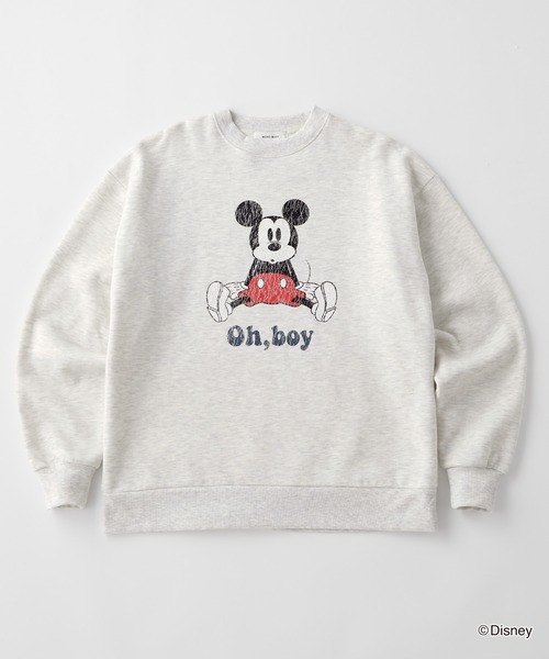 Disney】別注 ミッキーマウス オールドグラフィックプリントスウェット
