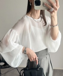 LINOU（リノウ）の「シアーボリュームスリーブブラウス（Tシャツ/カットソー）」