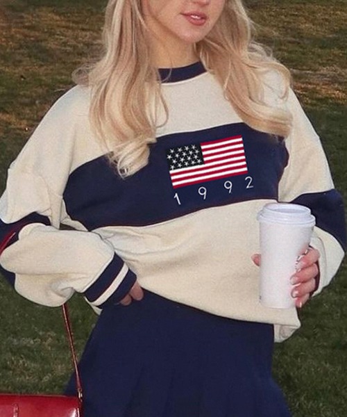 【セール】【 MEMECLE / メメクル 】アメリカンフラッグ スウェット（スウェット）｜MEMECLE（メメクル）