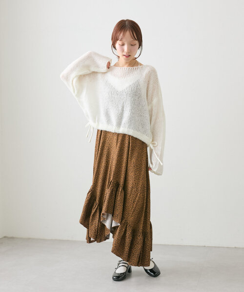 w closet（ダブルクローゼット）の「裾リボンシアーニット（ニット/セーター・レディース・レッド/ブルー/オフホワイト/グレー・FREE）」の9枚目の写真
