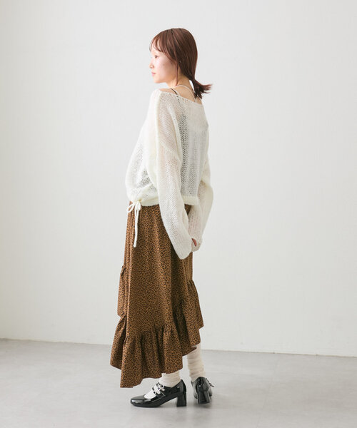 w closet（ダブルクローゼット）の「裾リボンシアーニット（ニット/セーター・レディース・レッド/ブルー/オフホワイト/グレー・FREE）」の10枚目の写真
