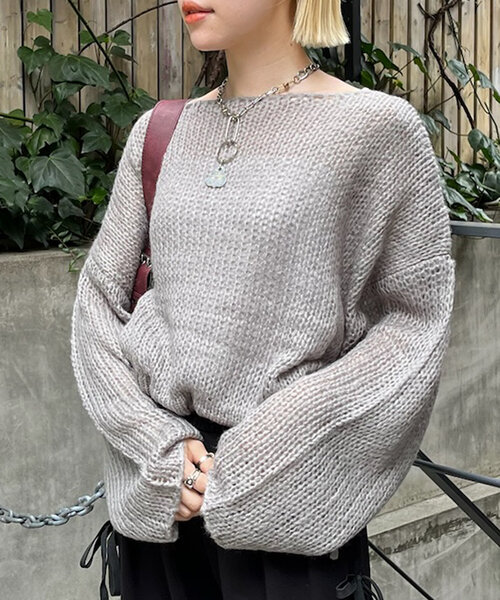 w closet（ダブルクローゼット）の「裾リボンシアーニット（ニット/セーター・レディース・レッド/ブルー/オフホワイト/グレー・FREE）」の11枚目の写真