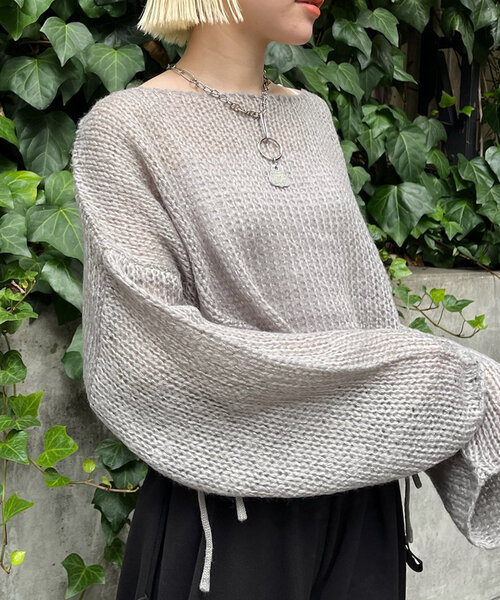 w closet（ダブルクローゼット）の「裾リボンシアーニット（ニット/セーター・レディース・レッド/ブルー/オフホワイト/グレー・FREE）」の12枚目の写真
