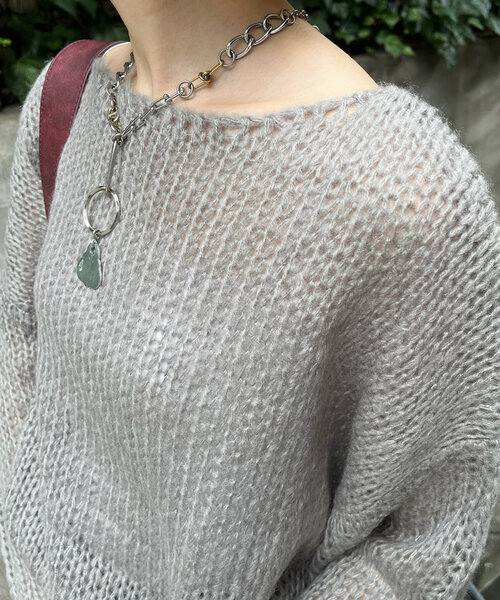 w closet（ダブルクローゼット）の「裾リボンシアーニット（ニット/セーター・レディース・レッド/ブルー/オフホワイト/グレー・FREE）」の14枚目の写真
