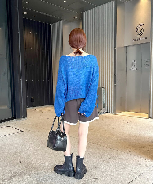 w closet（ダブルクローゼット）の「裾リボンシアーニット（ニット/セーター・レディース・レッド/ブルー/オフホワイト/グレー・FREE）」の20枚目の写真