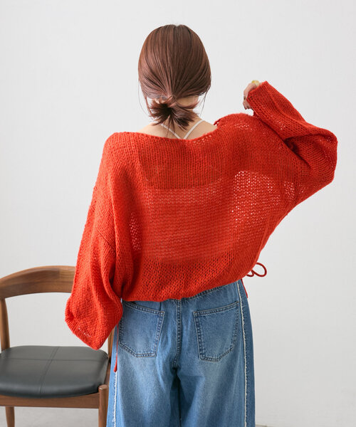 SUNRISE レッド セーター セール】 【KING SIZE】【Cash Lamb's Wool】ハーフジップニット