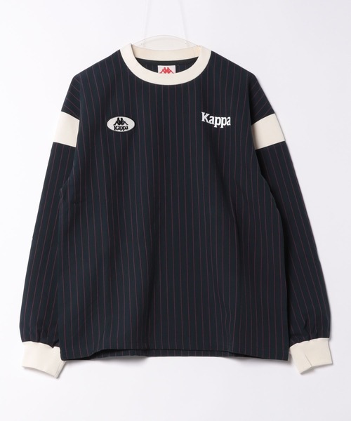 tシャツ 「Kappa」AUTHENTIC　フットボールルック　ロングTシャツ　ピンストライプ レディース Kappa tシャツ 「Kappa」AUTHENTIC フットボールルック ロングT