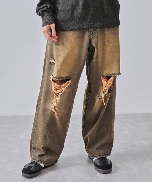 JUNRED（ジュンレッド）の「ダメージデニムパンツ（デニムパンツ・メンズ・ダークブラウン/ブラック/ネイビー・S/M/L）」の3枚目の写真