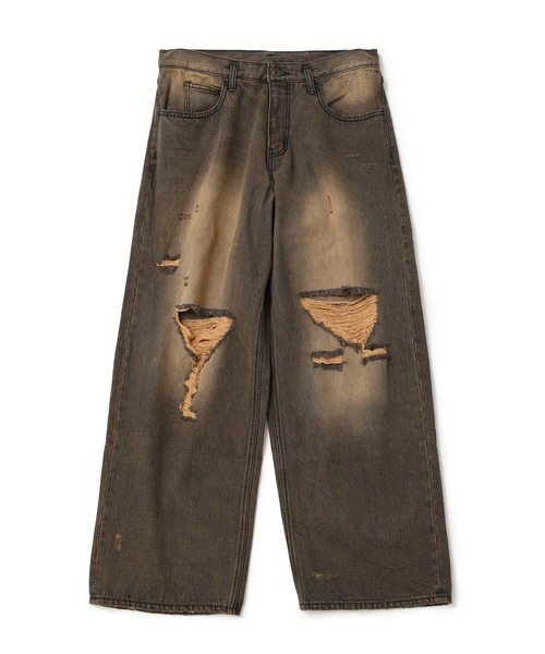 JUNRED（ジュンレッド）の「ダメージデニムパンツ（デニムパンツ・メンズ・ダークブラウン/ブラック/ネイビー・S/M/L）」の13枚目の写真
