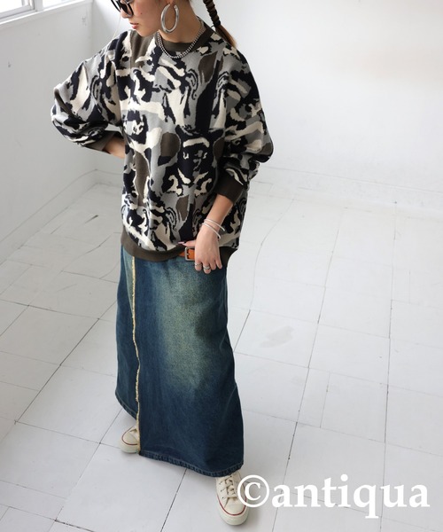 antiqua（アンティカ）の「迷彩柄ニット（ニット/セーター・レディース・グレー/カーキ・ONESIZE）」の11枚目の写真