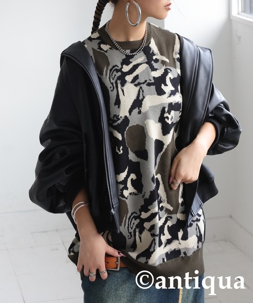 最新作 マークアンドロナ ニットセーター 迷彩 カモフラ ブラック 最新作 マークアンドロナ ニットセーター 迷彩 カモフラ ブラック