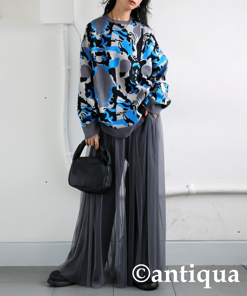 セール】迷彩柄ニット（ニット/セーター）｜antiqua（アンティカ