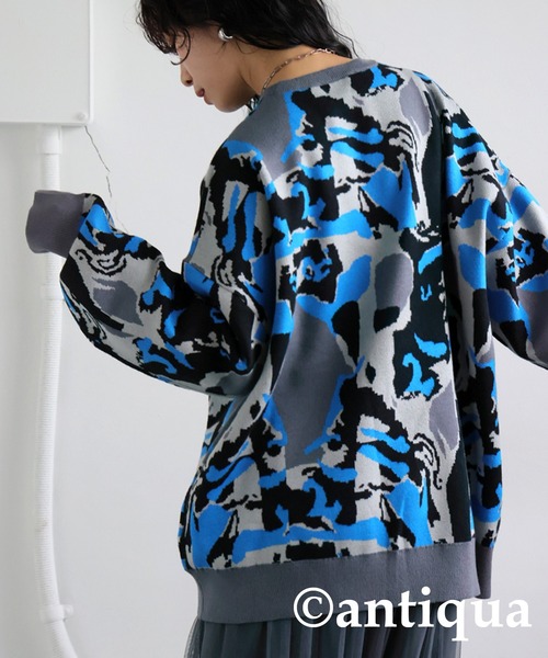 セール】迷彩柄ニット（ニット/セーター）｜antiqua（アンティカ