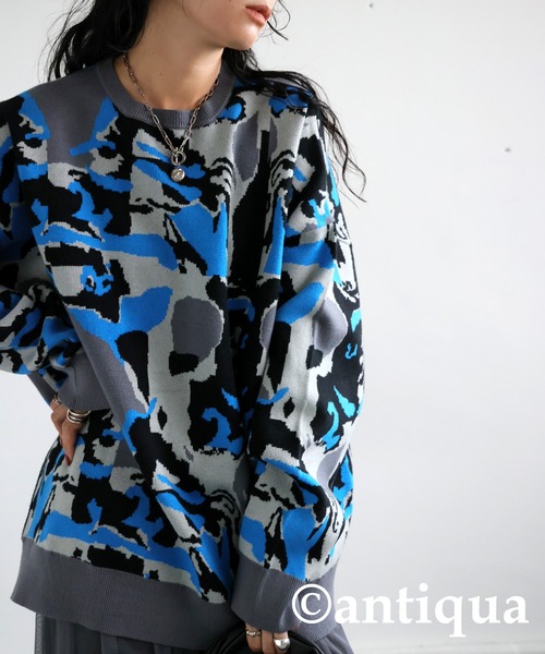 antiqua（アンティカ）の「迷彩柄ニット（ニット/セーター・レディース・グレー/カーキ・ONESIZE）」の22枚目の写真