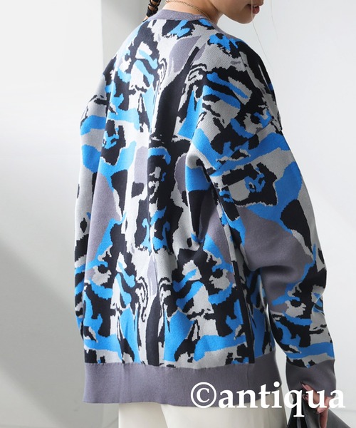 antiqua（アンティカ）の「迷彩柄ニット（ニット/セーター・レディース・グレー/カーキ・ONESIZE）」の3枚目の写真