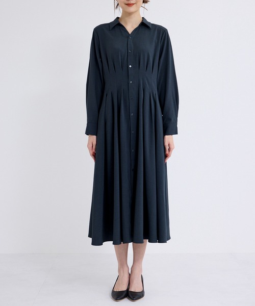 【ROPE ロペ】ボウタイリボン ビックシャツ 長袖 ワンピース 青 38 ROPE' PICNIC ロペピクニック ROPE Picnic ワンピース ミニ 長袖
