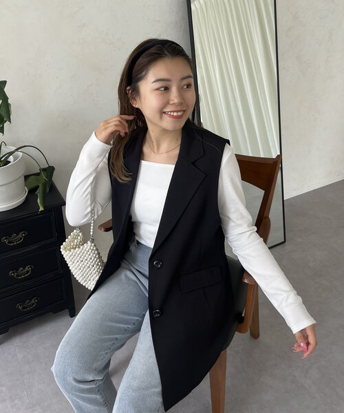 prose verse(プロズヴェール)の「【MOMO】スクエアネックロンT(Tシャツ/カットソー・レディース・ブラック/オフホワイト・LARGE/MEDIUM)」の7枚目の写真