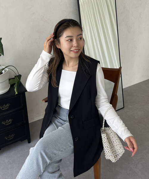 prose verse(プロズヴェール)の「【MOMO】スクエアネックロンT(Tシャツ/カットソー・レディース・ブラック/オフホワイト・LARGE/MEDIUM)」の11枚目の写真