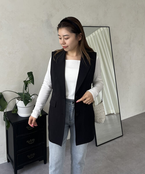 prose verse(プロズヴェール)の「【MOMO】スクエアネックロンT(Tシャツ/カットソー・レディース・ブラック/オフホワイト・LARGE/MEDIUM)」の15枚目の写真