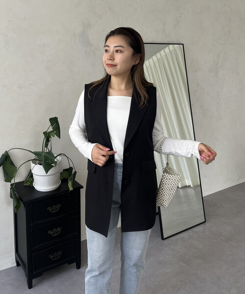 prose verse(プロズヴェール)の「【MOMO】スクエアネックロンT(Tシャツ/カットソー・レディース・ブラック/オフホワイト・LARGE/MEDIUM)」の16枚目の写真