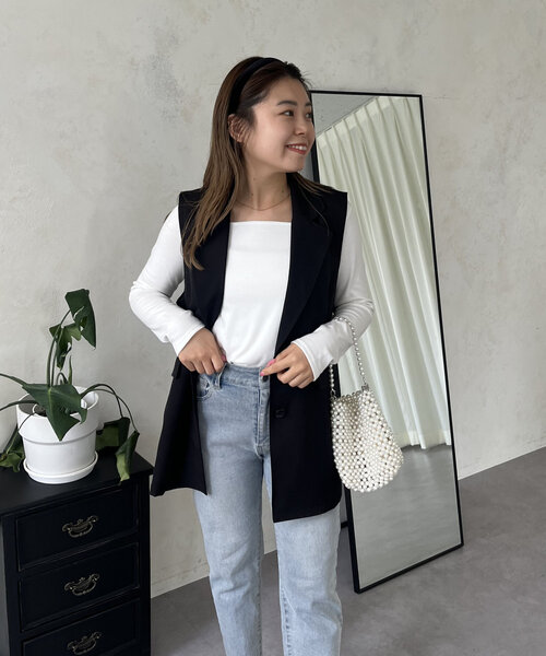 prose verse(プロズヴェール)の「【MOMO】スクエアネックロンT(Tシャツ/カットソー・レディース・ブラック/オフホワイト・LARGE/MEDIUM)」の18枚目の写真