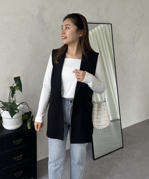 prose verse(プロズヴェール)の「【MOMO】スクエアネックロンT(Tシャツ/カットソー・レディース・ブラック/オフホワイト・LARGE/MEDIUM)」の19枚目の写真