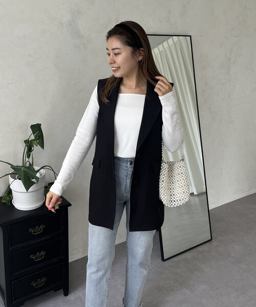 prose verse(プロズヴェール)の「【MOMO】スクエアネックロンT(Tシャツ/カットソー・レディース・ブラック/オフホワイト・LARGE/MEDIUM)」の20枚目の写真